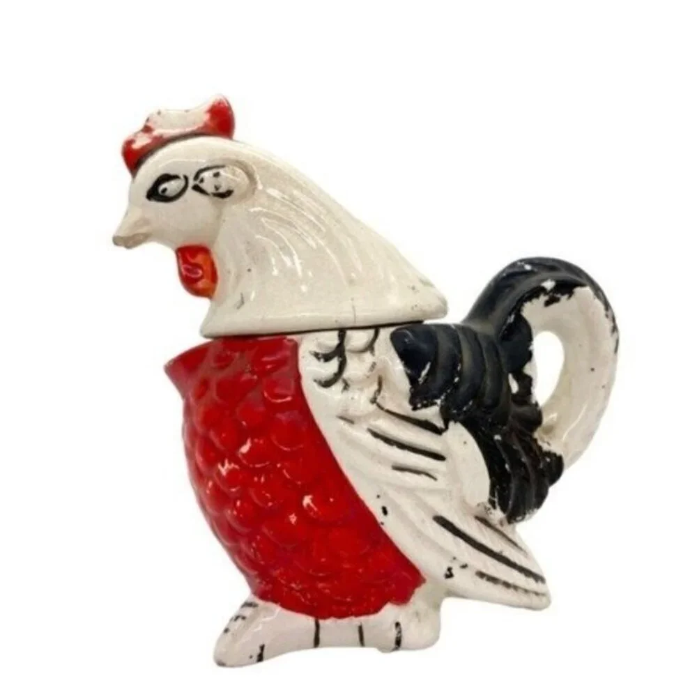 Vintage Artmark Japan Hen & Rooster Cream Sugar Bowl Salt Pepper Shaker